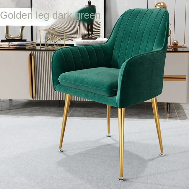 Nordic Ins Chair Home Internet Celebrity Makeup Dressing Table Stool Backrest Girly Bedroom Simple Manicure Light Luxury Chair Dark green