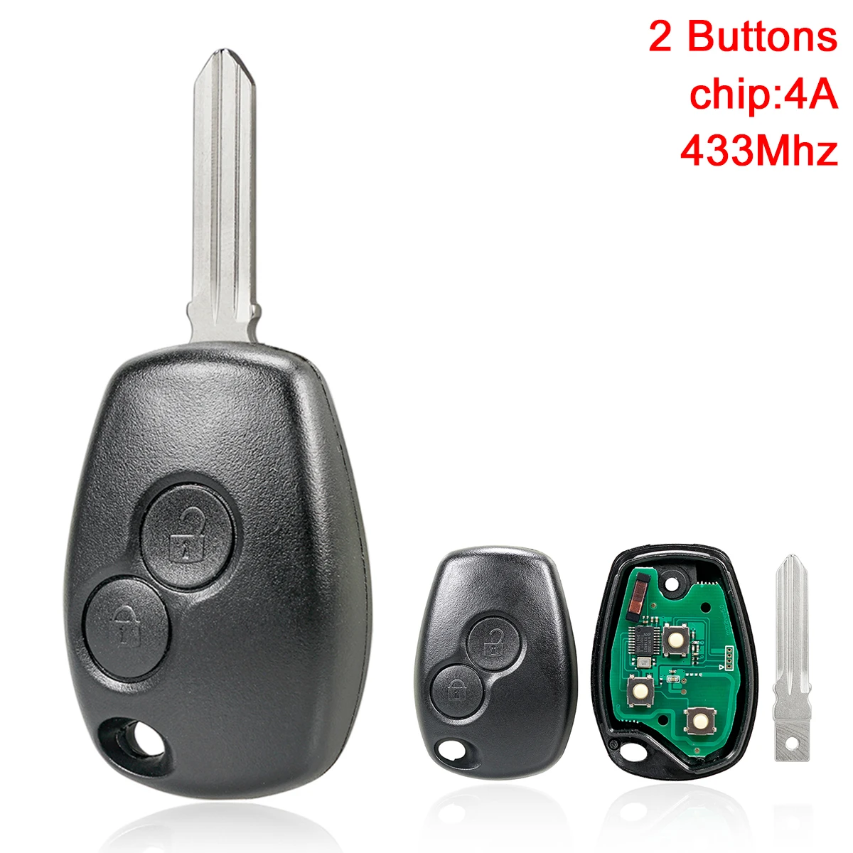 2 Buttons 433MHz Keyless Smart Remote Car Key Fob with 4D67 Chip Fit for Renault / Trafic /  Sandero / Logan Symbol Dacia Duster replacement key case fix for renault laguna 3 buttons smart card shell remote key blanks with key blade