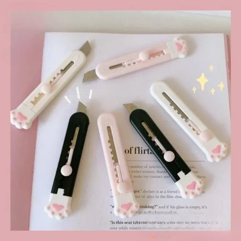 Utility knife kawaii mini pocket art express box paper cutter refillable blade school office stationery