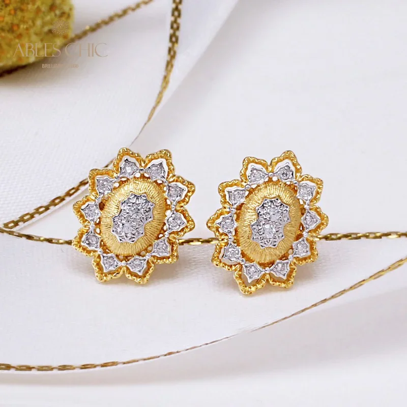

Real Gold Plated Blossoms Flower Earrings 925 Sterling Silver Iconic Micro Paved CZ Stud Earring Renaissance Jewelry C11E4S25262