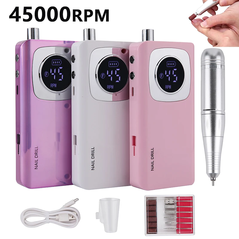 High-Speed Rechargeable Nail Drill Machine with LCD Display and Low Noise