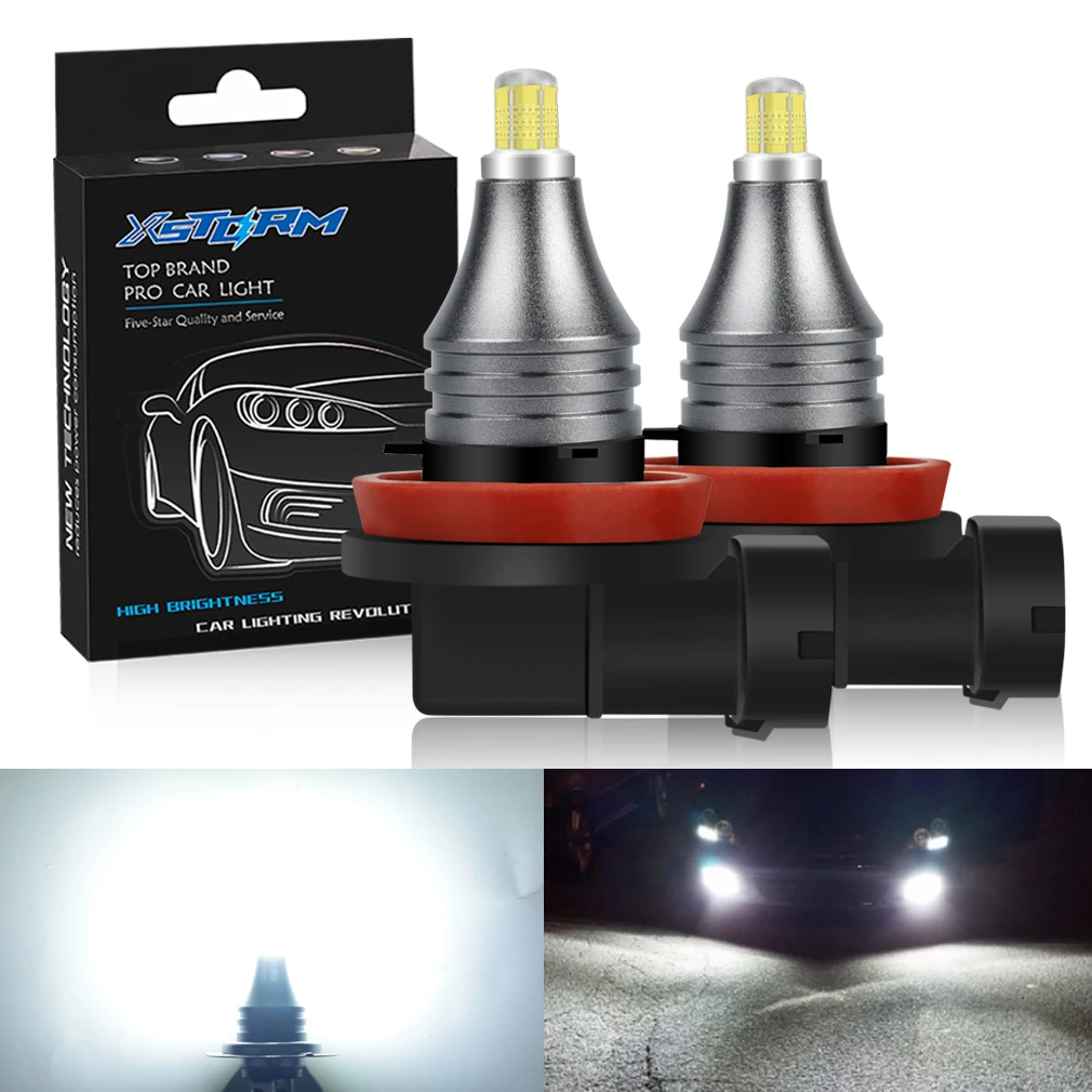2Pcs H8 H11 Led HB4 9006 HB3 9005 Fog Lights Bulb 360 Degree CSP 15000LM 6000K White Car Driving Running Lamp Auto Light 12V 24V
