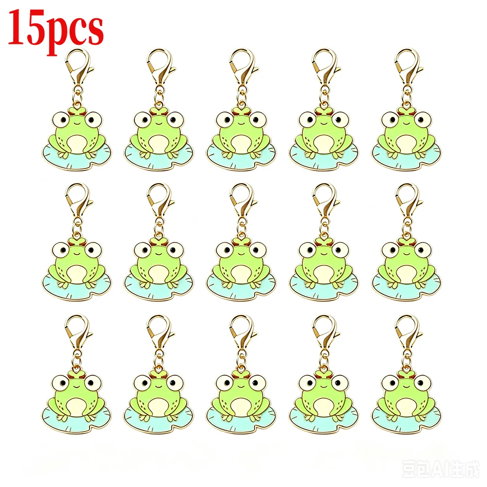 6/15 Stück Kawaii Frosch-Schlüsselanhänger aus Zinklegierung mit Karabinerverschluss, trendige Taschenanhänger, Damen-Accessoires, Großpackung, Geschenk für Feiertage und Geburtstage