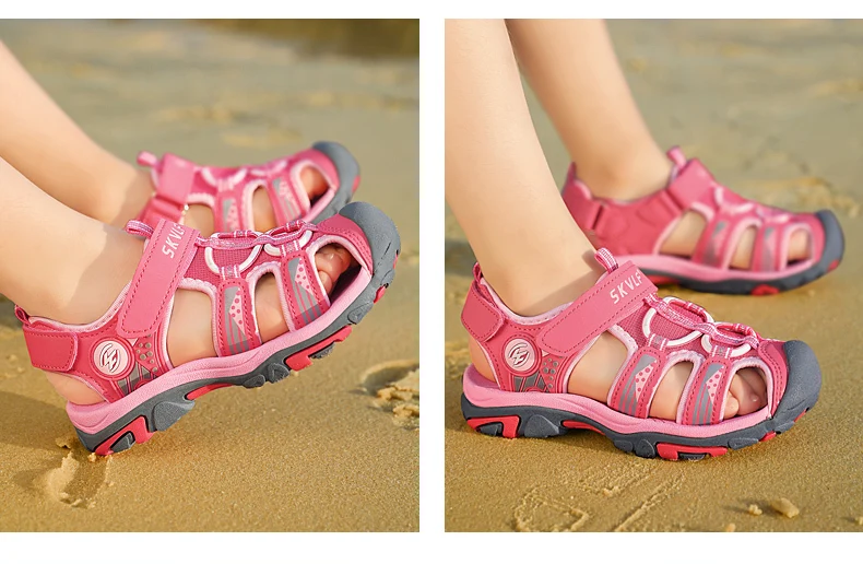 Children Summer Breathable Non-slip Sandals Boys Girls Beach Shoes Soft Flat Closed Toe Safty Shoe Outdoor Casual Sports Sandals bata children's sandals