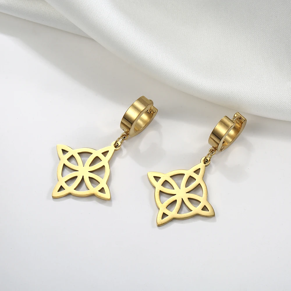Dawapara Hexenknoten baumelnde Ohrringe für Frauen Wicca Hexe Charms Edelstahl Creolen Goth Schmuck religiöses Geschenk – Detail 11