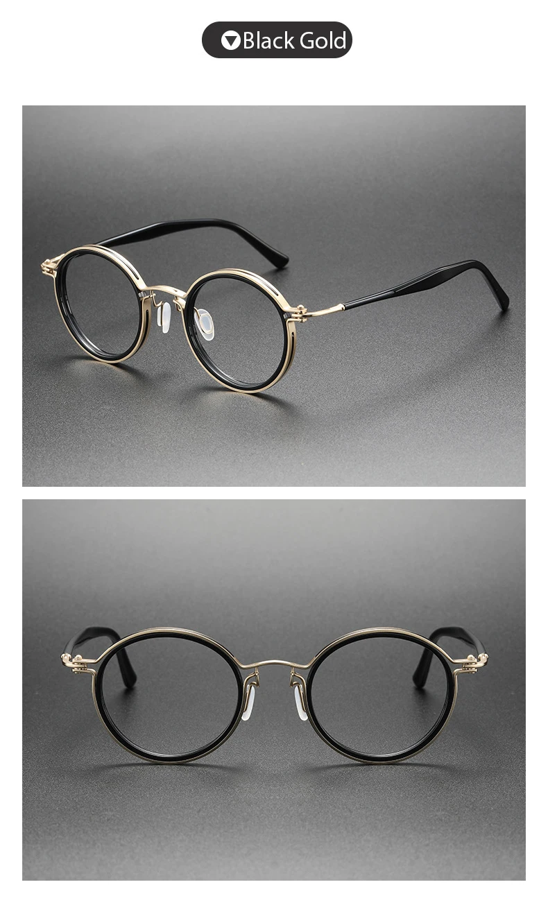 CLLOIO Retro Runde Reinem Titan Anti Blue Ray Lesebrille Männer Myopie Gläser Luxus Acetat Rezept Brillen Rahmen – Detail 16