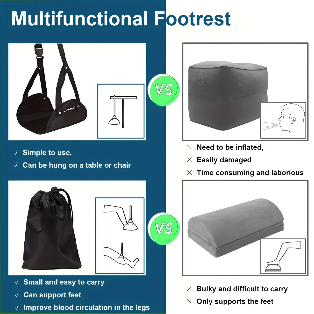 1pc/2pcs New Travel Hammock Office Hammock with Airplane and High-speed Rail Footrest Hammock Foot Stepping Travel Artifact