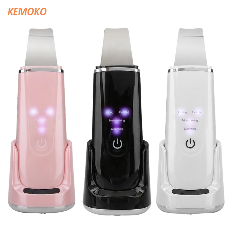 Ultrasonic Face Cleaner Skin Scrubber Wireless Charging Base Ultrasound Vibration Massager Face Peeling Clean Tone Lift