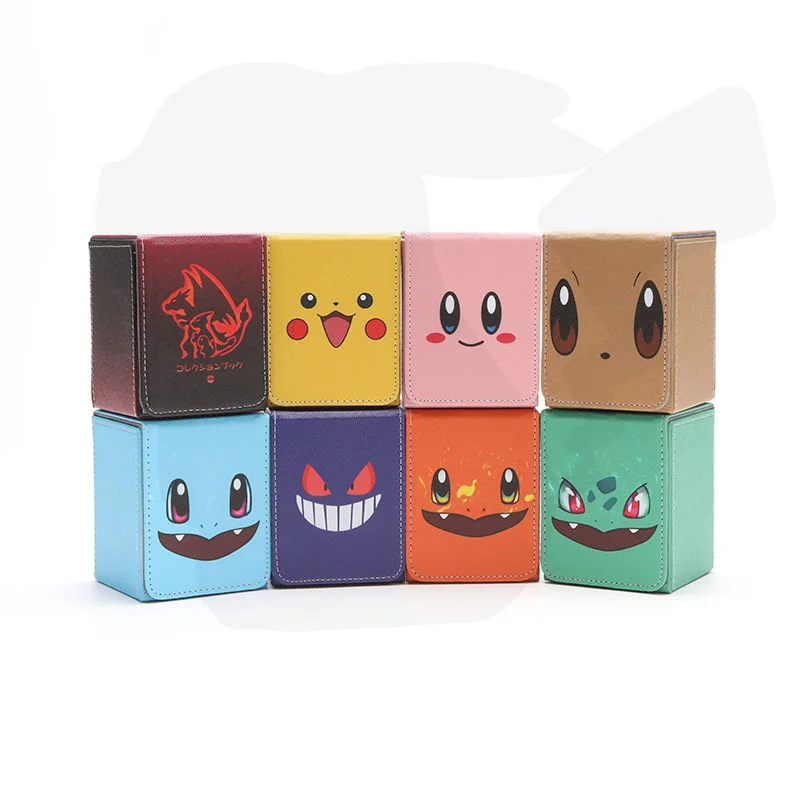 

Коробка для карт с изображением покемона Пикачу из мультфильма Kawaii Ptcg настольная игра Коробка для хранения карт креативный Портативный откидной Чехол Коробка для хранения карт
