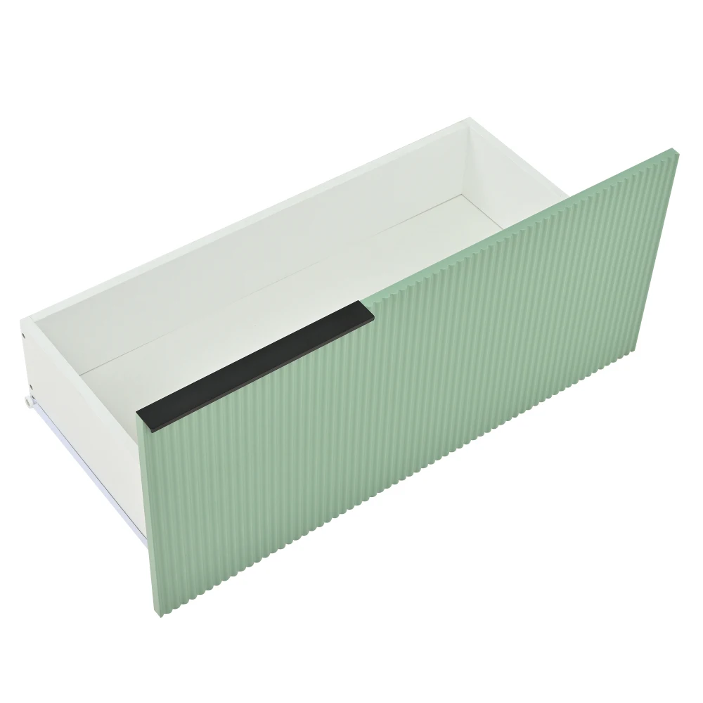Green Freestanding Bathroom Vanity with Ceramic Single Sink MDF Bathroom Sink Cabinet Multifunctional Bathroom Storage Organizer