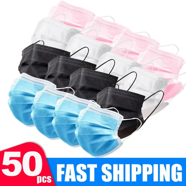 Masks 3-layer Mask Face Masks Melt Blown Cloth Disposable Anti-Dust Protective Masks Earloops Mouth Mask Black Mascarillas 6