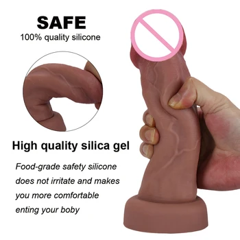 Soft Big Glans Skin Feeling Realistic Dildo Chastity Penis Strapon Silicone Suction Cup Anal Sex Toys For Women Man Masturbators 4