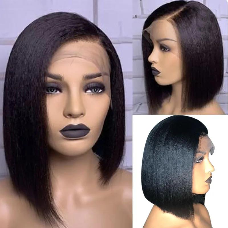 12inch Full Lace Bob Wig Human Hair 150% Density Brazilian Yaki Bob Full Lace Wigs For Women Straight Yaki Wigs Human Hair
