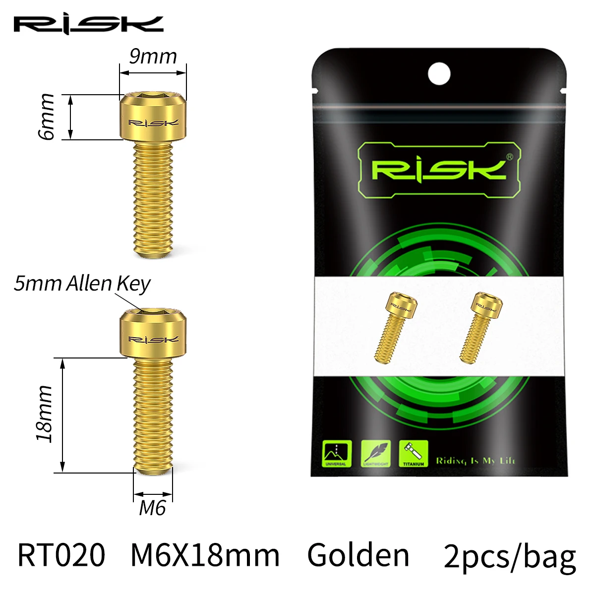 RISK Titanium Bicycle Crankset Cover Bolts XT XTR Mountain Road Bike Plum Blossom Bottom Bracket Crank Arm Screw M20x8mm M6x18mm bike crank bolt