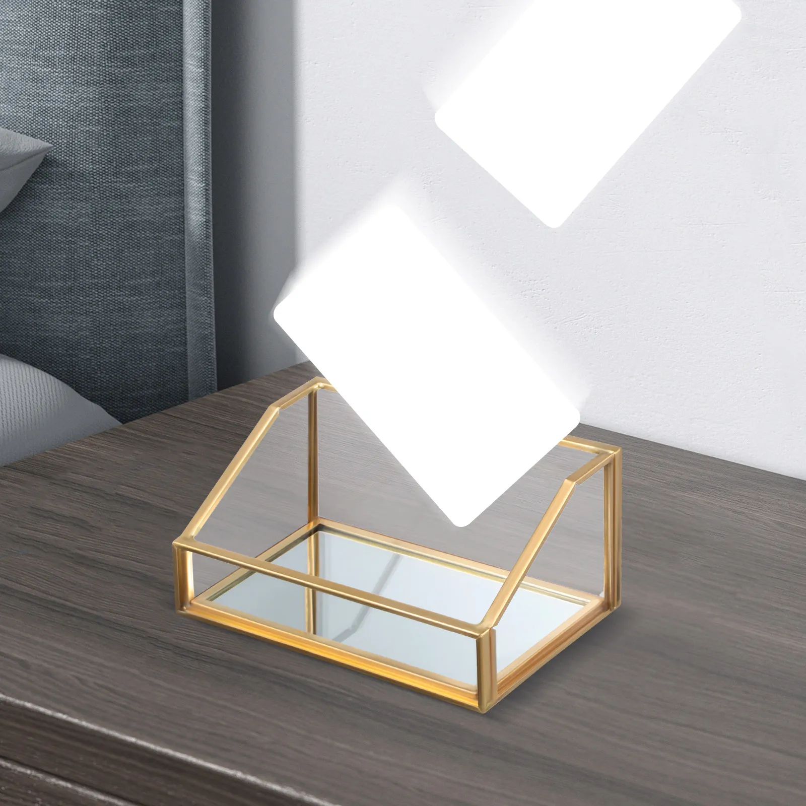 우아한 황동 프레임 유리 명함 홀더 디스플레이 스탠드 데스크용 명함 정리함 이름 카드 홀더 다기능