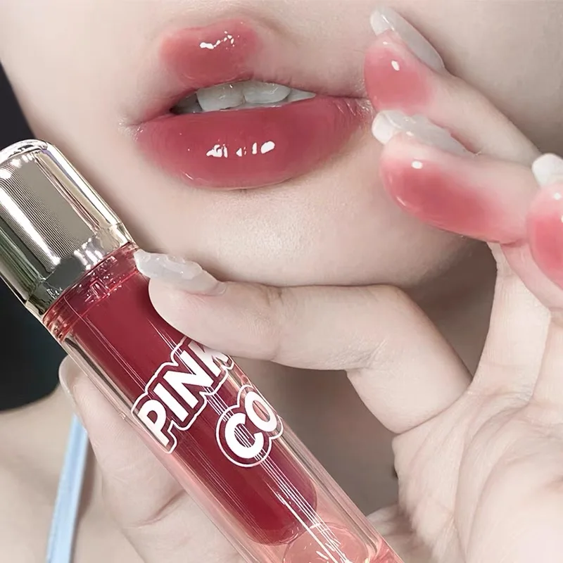 Sexy Red Lipgloss Mirror Glass Water Light Clear Lip Gloss Waterproof and Non Stick Liquid Lipstick Nude Lip Tint Korean Make Up lip gloss lip makeup lip tint