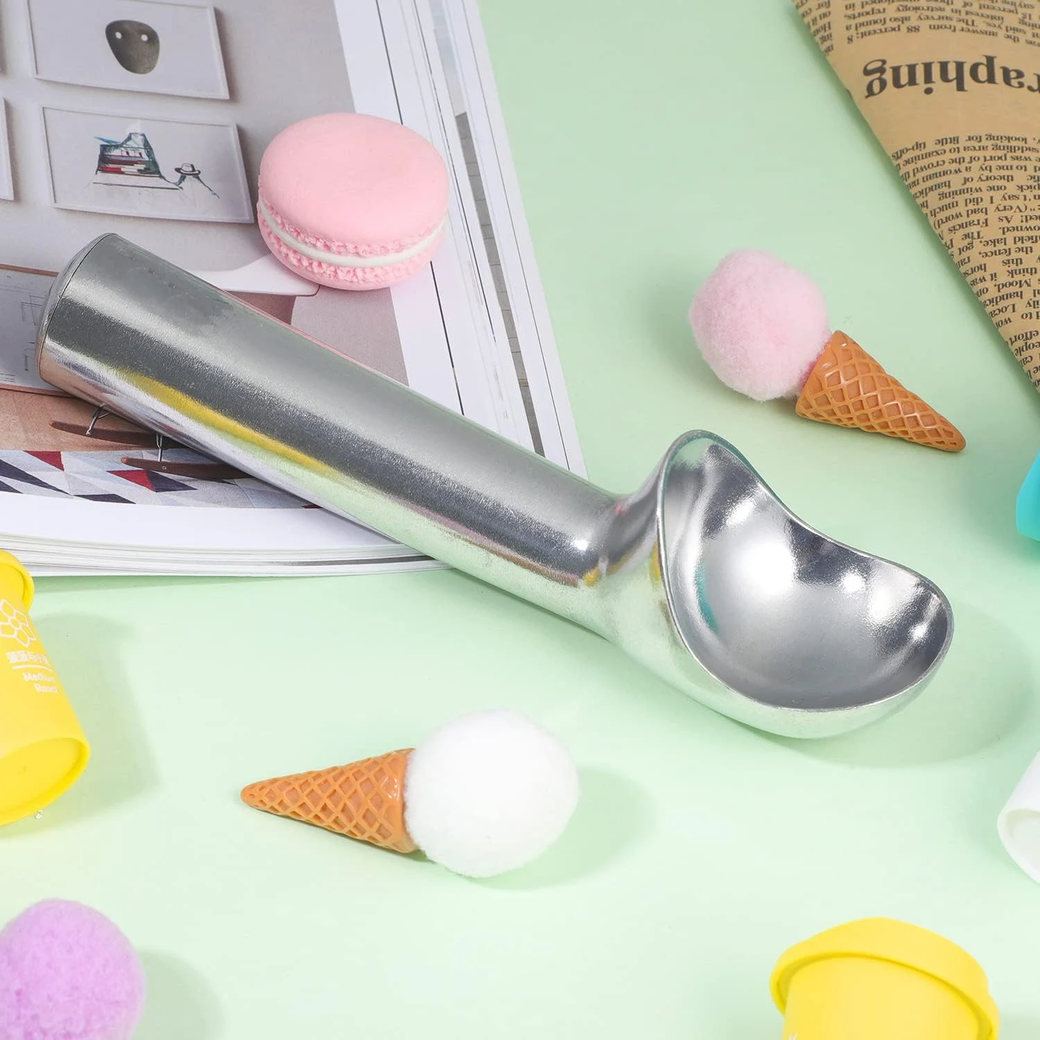 Ice Cream Scoop, Ice Cream Dipper, Nonstick Anti-Freeze Metal Scoop, Heavy Duty One-Piece Aluminum Design