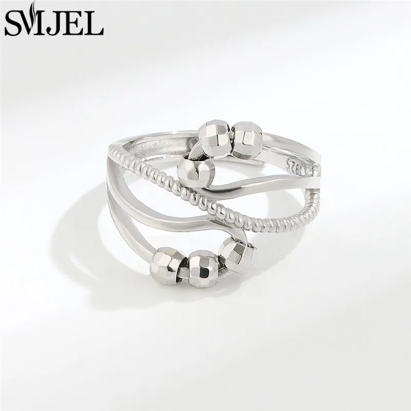 Anello Antistress con Perline Metalliche, Gioiello Girevole a Spirale per Uomo e Donna, per Alleviare l'Ansia e il Stress - immagine 5