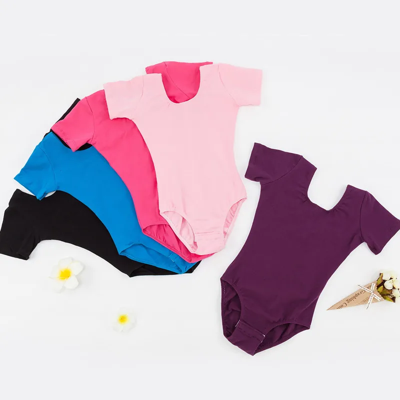 

Children's Cotton Short-Sleeved Dance Practice Suit Summer 3 To 8 Years Old Girls Open Crotch with Drawstring Dance Grading Suit