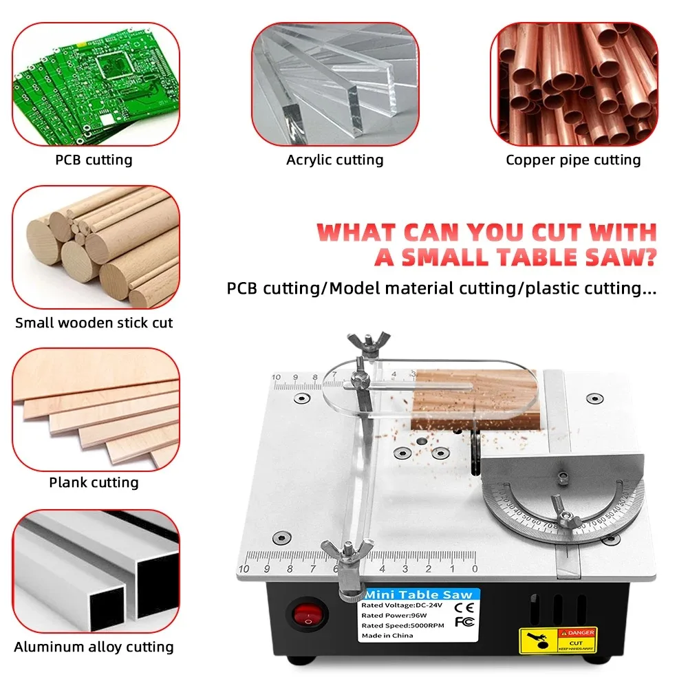 Adjustable Mini Multifunctional Table Saw Electric Desktop Household DIY Cutting Tool Woodworking Bench Lathe Cutter Machine 96W table saw