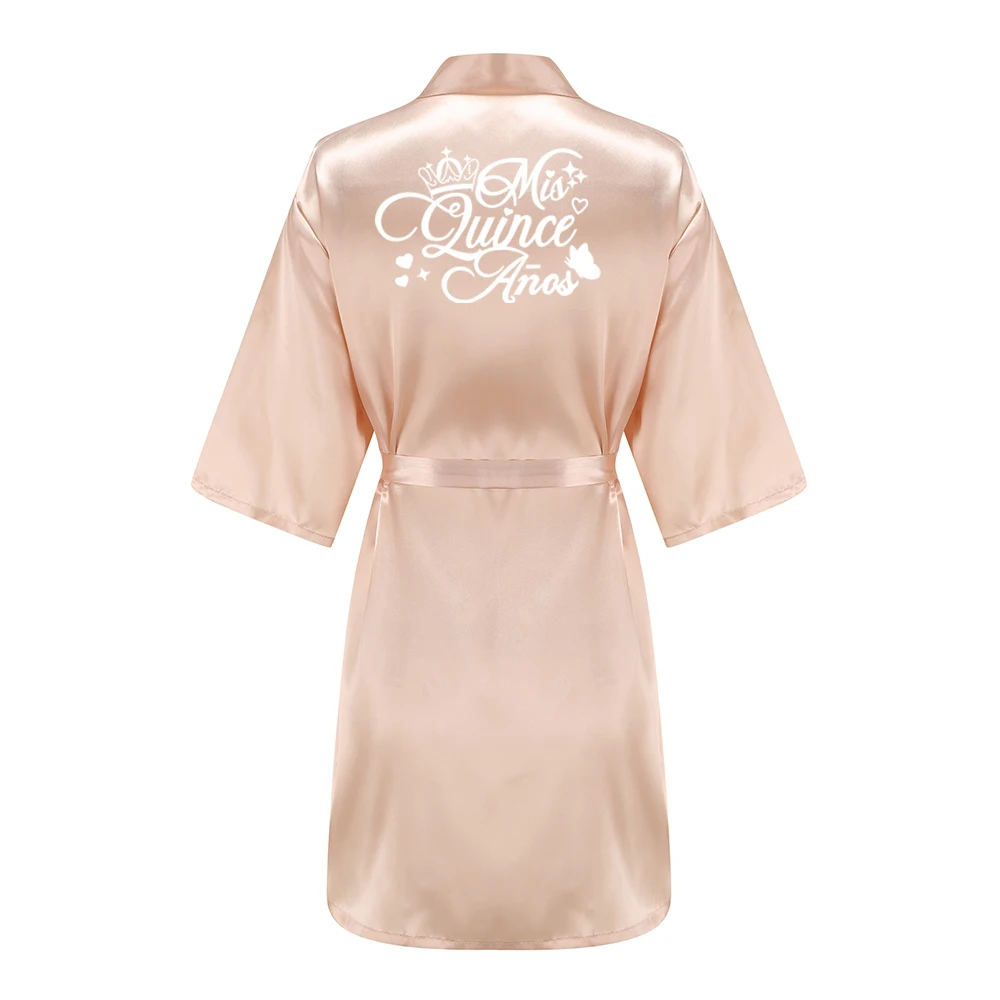Mis15 Años Robe 15 Years Girl Birthday Party Robes Quinceanera Robe Mis XV Bathrobe Silkly Nightgown