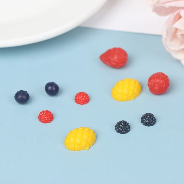 Doll House Simulation Mini Fruit Plate Banana Apple Pomegranate Peach Mango Cherry Watermelon Slice Orange 4