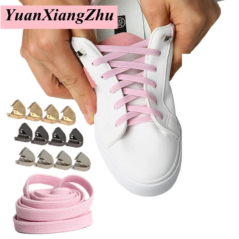 Elastic Shoelaces 1Pair No Tie Outdoor Leisure Sneakers Quick Safety Flat Kids Adult Unisex