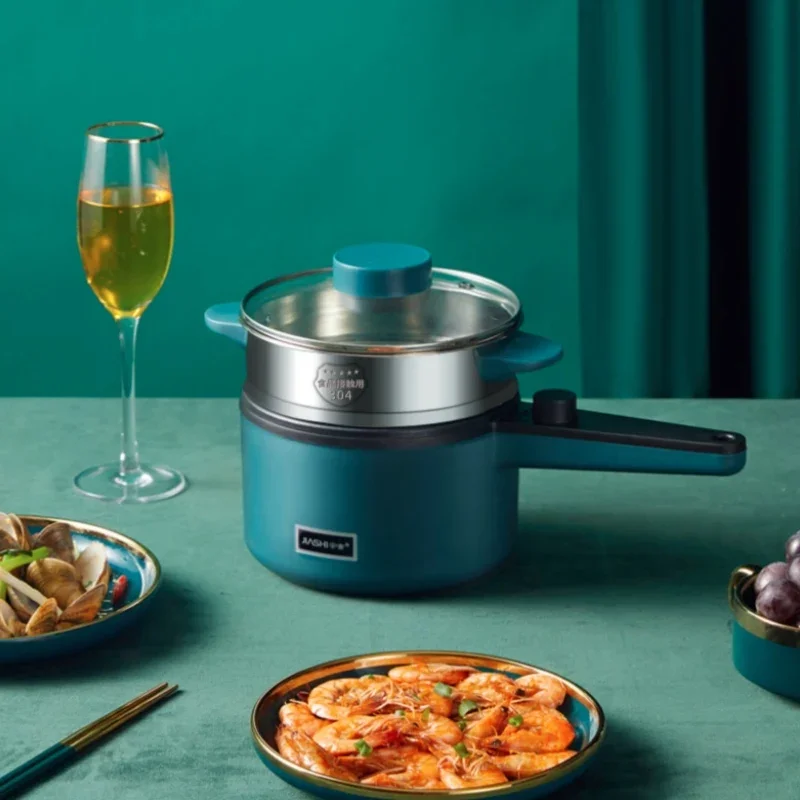 Multifunctional 220V Electric Cooker & Double Steamer for Hotpot, Noodles, Rice, Eggs, Soup. 4
