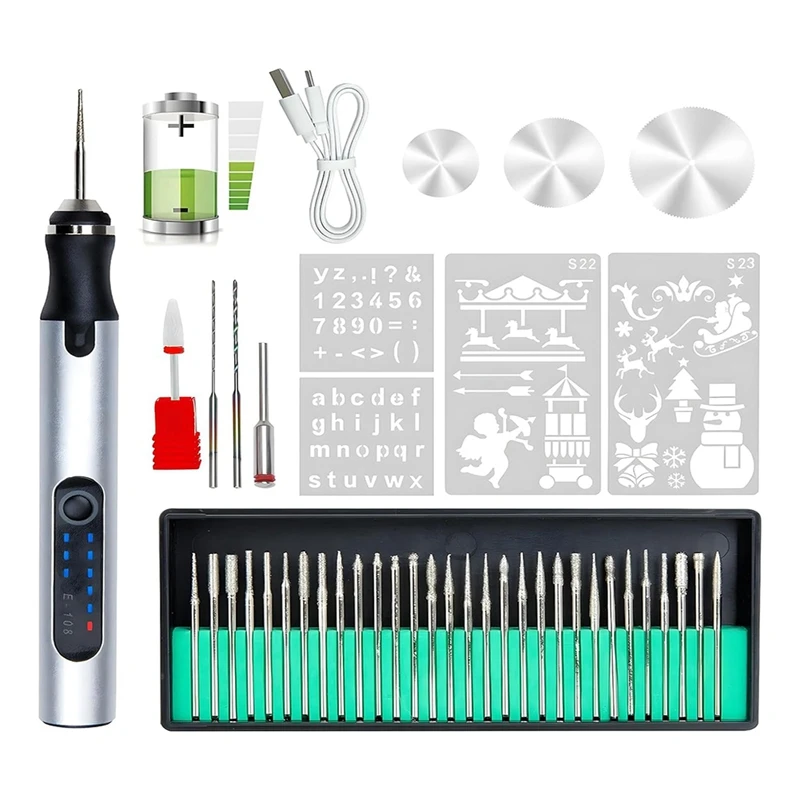 

USB перезаряжаемая гравировальная ручка с 37 насадками, DIY гравер, беспроводные вращающиеся инструменты, портативный гравировальный инструмент для металла, ювелирных изделий, прочный