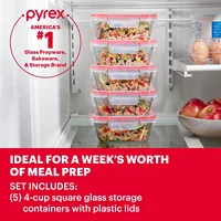 Pyrex Freshlock 10-Pieces 4-Cup Glass Food Storage Containers Set Airtight & Leakproof Locking Lids Freezer Dishwasher Microwave 2