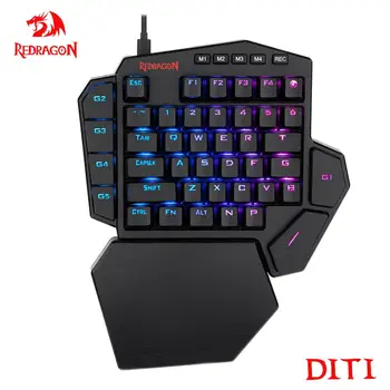 REDRAGON DITI K585 RGB 42 키 한 손으로 USB 기계 게임 유선 키보드 파란색 스위치 42 키 게이머 컴퓨터