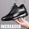 New Men's Vulcanize Shoes Men Casual Shoes Leather Design Shoes Height Increase 8Cm Gym Business Fashion Male Sneakers New Black 1