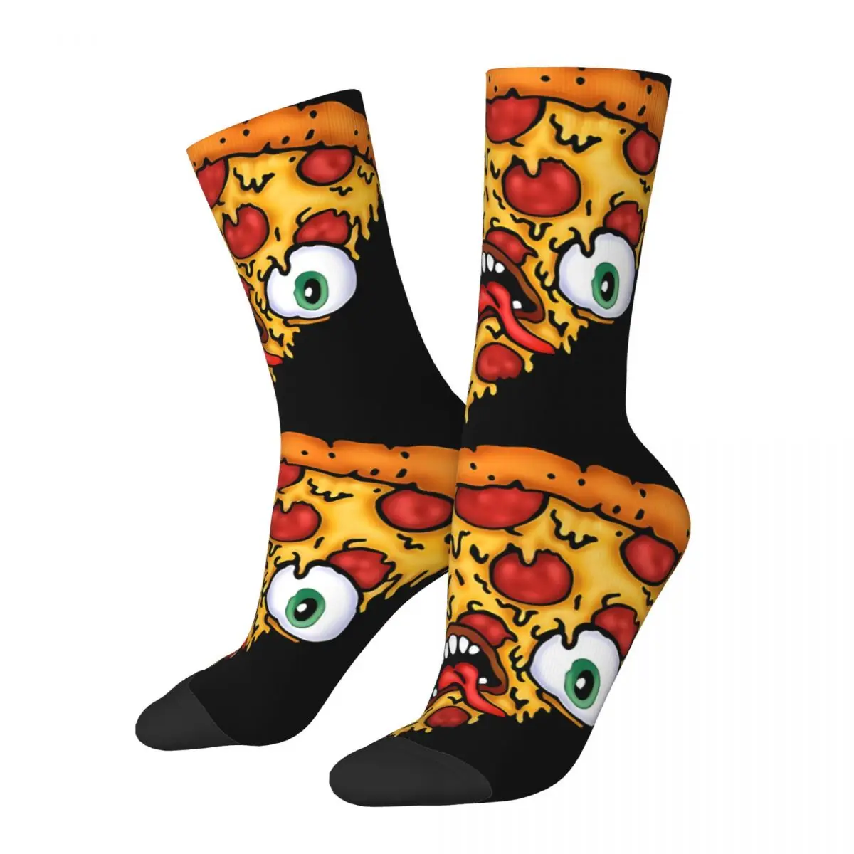 

Retro Zombie Pizza Sticking Its Tongue Out Men's Socks Zombie Unisex Novelty Seamless Printed Funny Crew Sock Gift