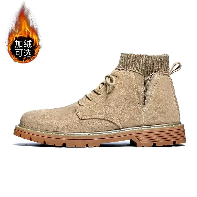 

Мужские повседневные кожаные ботинки, Мужская зимняя спортивная обувь на платформе, Мужская официальная одежда, новинка 2023, Ботинки Martin с большим носком, мужская обувь