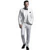 Elegant White Suits for Men 3 Piece Chic Shawl Lapel Single Button Suit Prom Party Wedding Tuxedo Slim (Blazer+Vest+Pants) 3