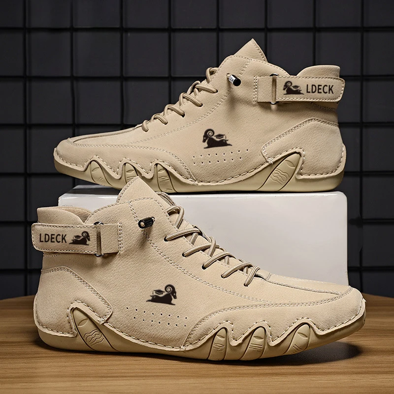 Leder Casual für Turnschuhe 2023 Neue In Männlichen Mode Müßiggänger Schuhe Lace Up Männer Stiefeletten Komfortable Mann Schuh_voghion.com