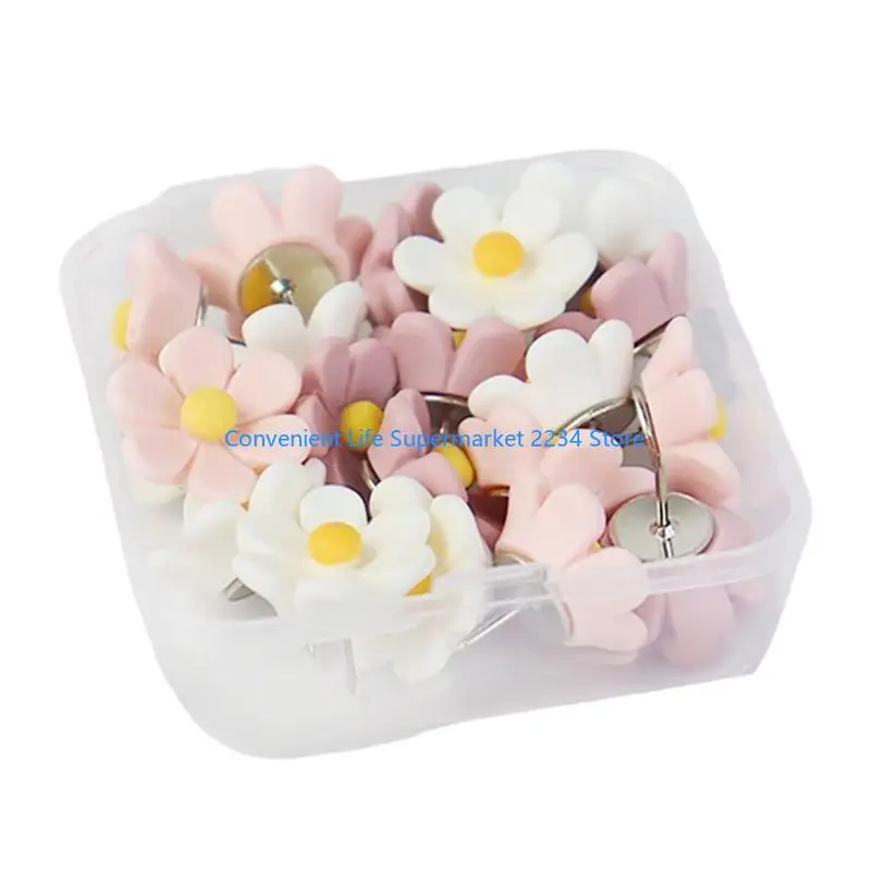 20/30Pcs 꽃 푸시 핀 코르크 공지 보드 엄지 압정 드로잉 핀 맵 핀 사무실 공지 보드 게시판