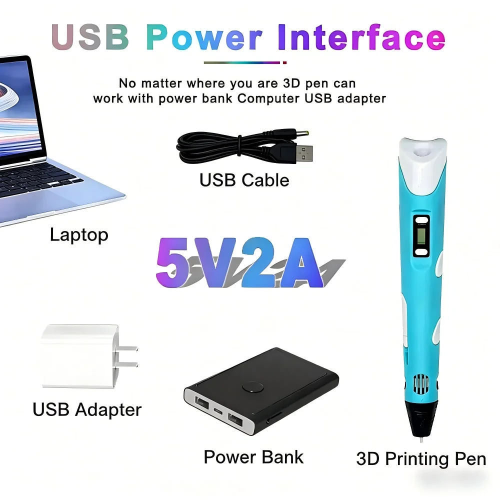 Creative 3D Printing Pen with Safe Filament for DIY Crafts and Artistic Drawing
