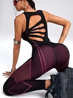 Women's Sports Yoga Jumpsuit Leisure Fitness Yoga Jumpsuit Yoga Training Suit Fitness Jumpsuit Splicing Color  Fashionable - Image 2