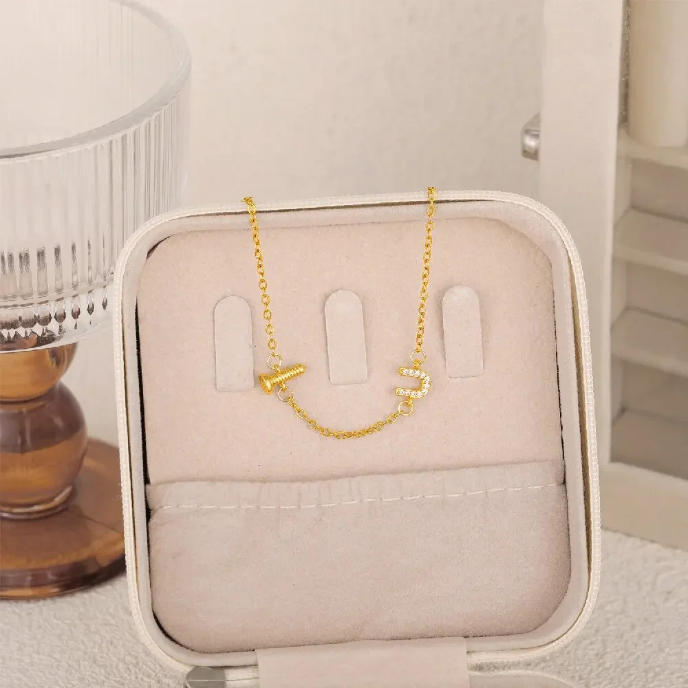 Minimalist 18K Gold Plated Metal Chain Rivet U-shape Women's Bracelet Waterproof Anti Allergic Adjustable Bracelets Jewelry Gift