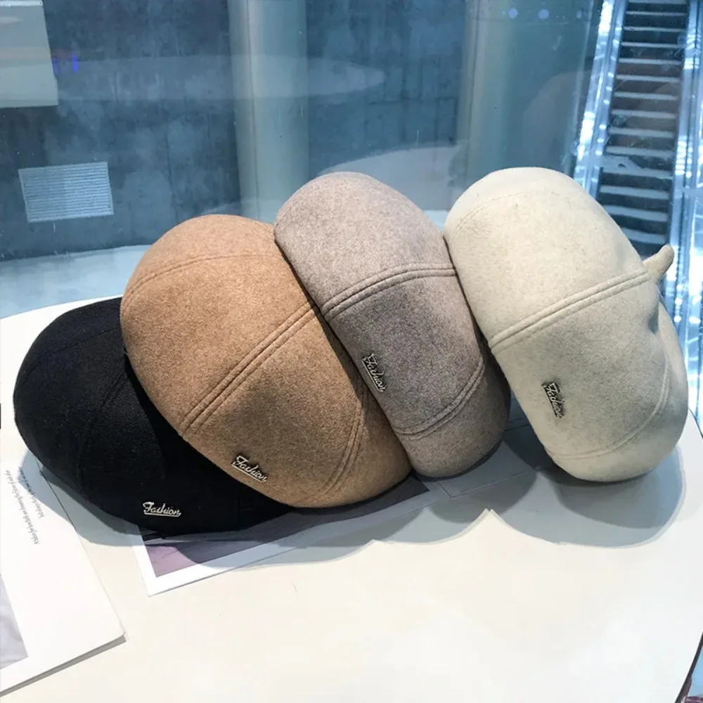 Beret Women's Autumn and Winter Octagonal Painter Hat Casual Versatile Newspaper Boy Hat Retro British Hat