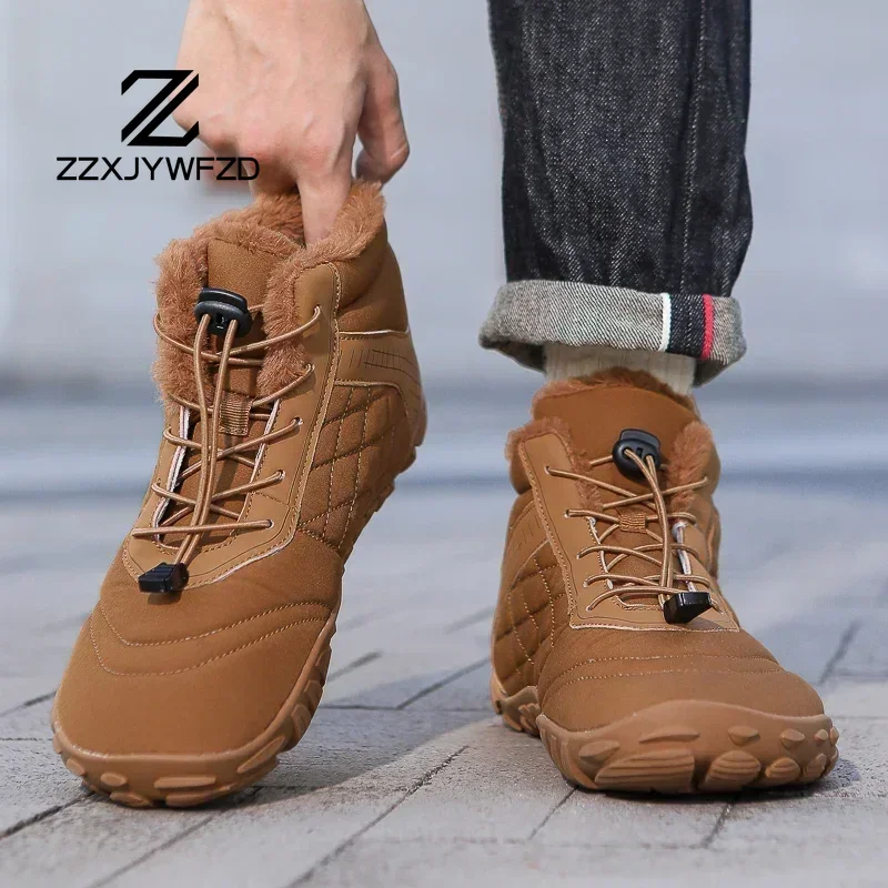 2024 New Winter Boots for Men Snow BareFoot Women Outdoor Non-slip Warm Fur Casual Sneakers Plus Size Ankle Boots Hiking Shoes - 5