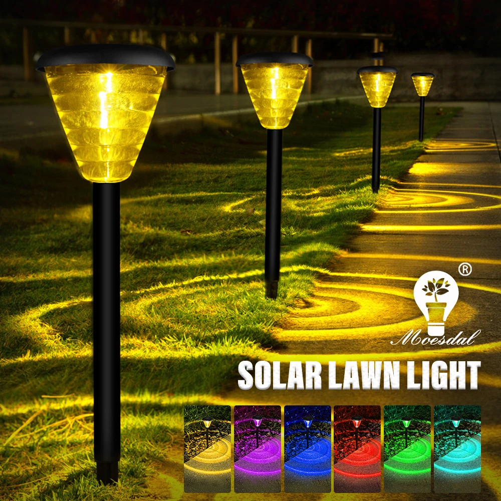 LED Solar Lawn Light RGB Waterproof Outdoor Garden Decorative Light Landscape Light for Garden Villa Path Fence Decorative Light