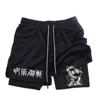 Anime Performance Shorts Toji Printed Men GYM Casual Sports Shorts Workout Running Mesh 2 In 1 Sport Short Pants 6