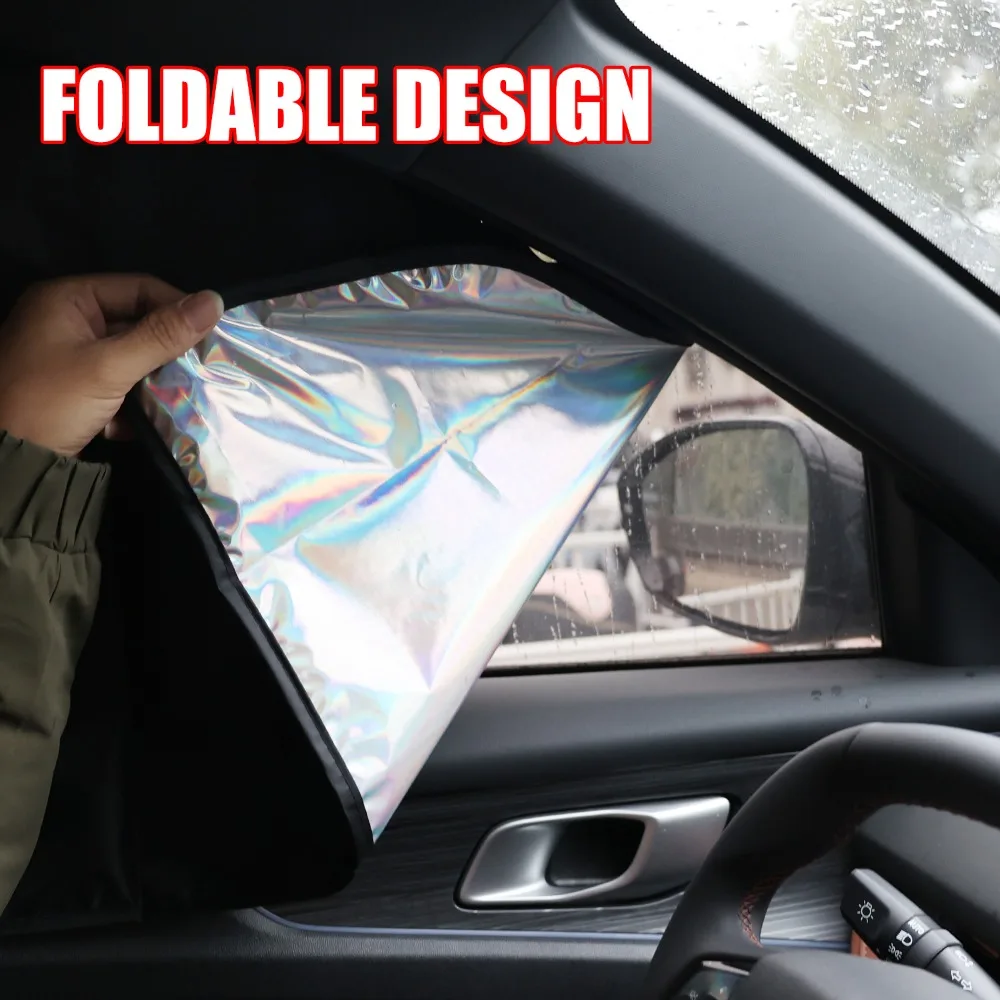Magnetic Suction Car Sunshade Laser Coating Blackout Cloth UV Protection Privacy Design Driver & Rear Seat Sunscreen Curtain Set 5