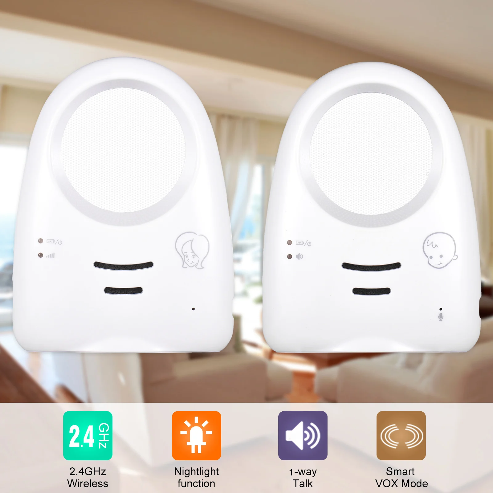 Wireless Digital Audio Baby Monitor 2.4GHz Portable One-Way Talk Baby Cry Detector