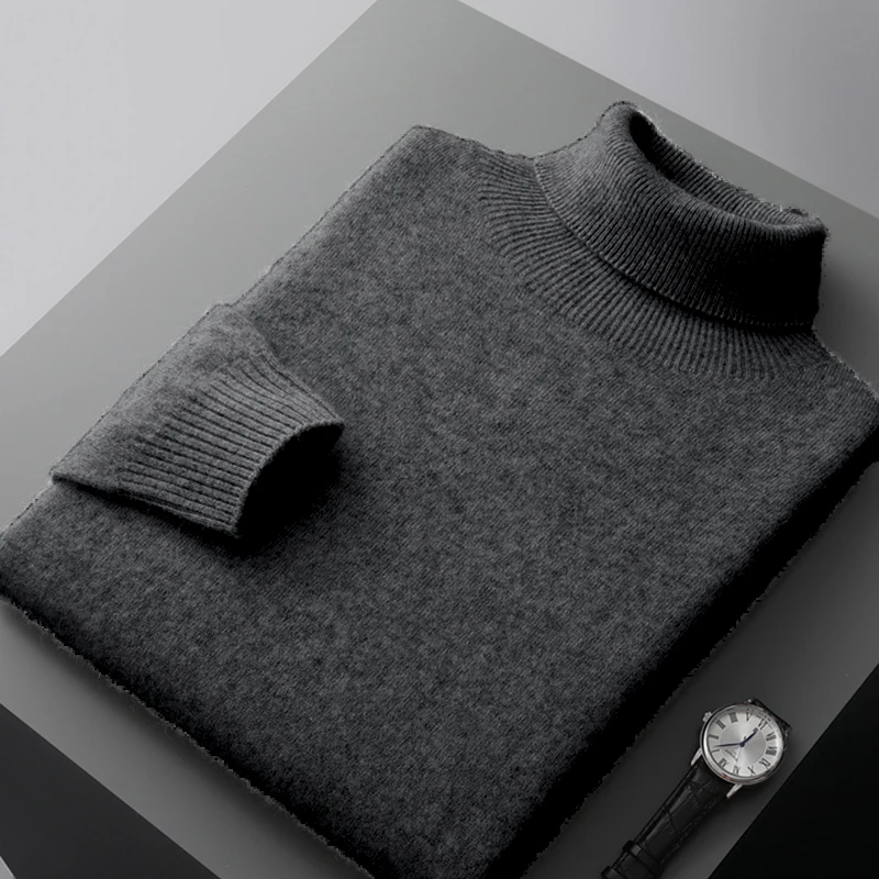 Autumn And Winter First-Line Ready-To-Wear 100% Cashmere Sweater Men's High Lapel Sweater Business Wool Knitted Bottoming Shirt sweater women s new autumn and winter new half high neck cashmere sweater loose and thick 100% pure wool knitted bottoming shirt