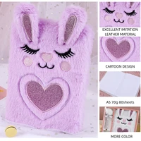 A5 Cute Girl Embroidered Cartoon Plush Notebook, Hand Book Student Prize Journal Record Diary Book 160 Pages 2