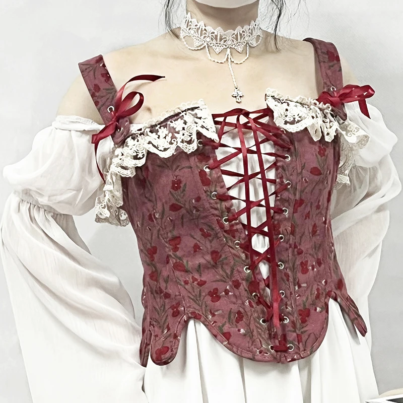 

Vintage corsets and bustiers plus size flower print bustier corset push up victorian corselet overbust burlesque
