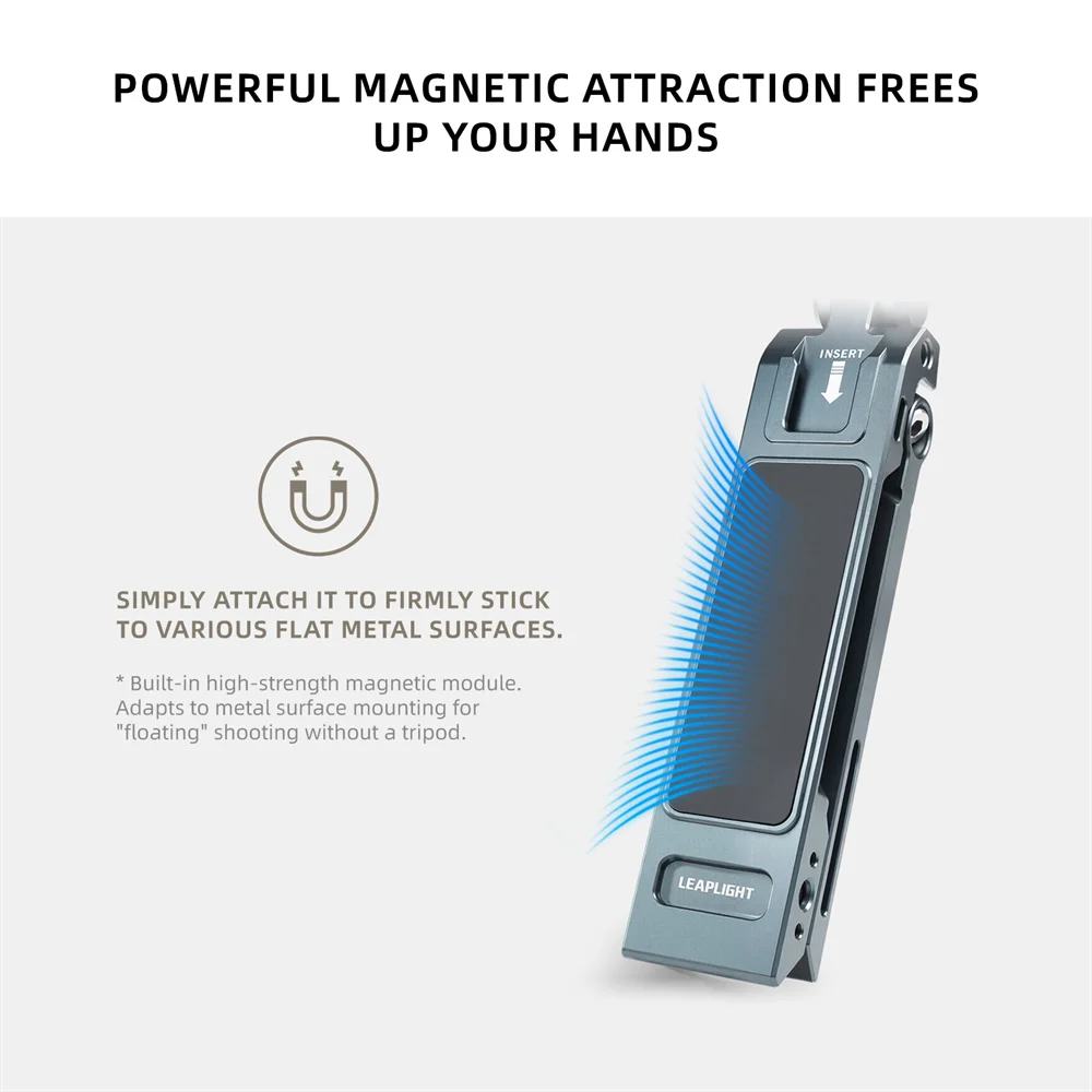 Treppiede LEAPLIGHT multifunzione magnetico girevole a 360° in alluminio con gancio pieghevole per smartphone, fotocamera e streaming live._voghion.com